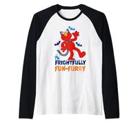 Sesame Street Halloween Elmo Scary Fright Fun Classic Furry Raglan Baseball Tee