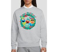 Sesame Street Happy Holiday Christmas Elves Sweatshirt, Athletic Heather in Grey | Size: Medium Sesame Street Grey M