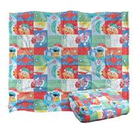 Sesame Street Happy Holiday Squares Pattern Silky Touch Super Soft Throw Blanket 152 X 127 cm