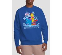 Sesame Street Happy Holidays Elmo, Cookie Monster, Abby Sweatshirt, Royal | Size: 2XL Sesame Street Royal 2XL