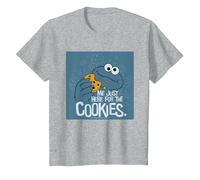 Sesame Street Here for The Cookies Cookie Monster Kids T-Shirt, Youth, Heather Grey, Medium