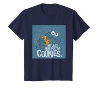 Sesame Street Here for The Cookies Cookie Monster Kids T-Shirt, Youth, Navy Blue, X-Small