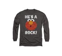 Sesame Street He'S A Rock Long Sleeve T-Shirt, Charcoal Sesame Street Charcoal M