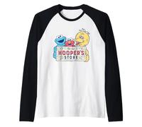 Sesame Street Hooper's Store Cookie Monster, Elmo, Big Bird Raglan Baseball Tee