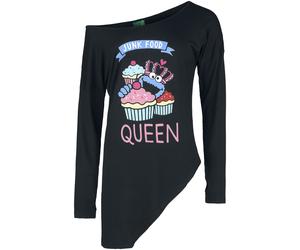 Sesame Street Junk Food Queen Long-sleeved Top black S