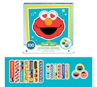 Sesame Street Kids Wraps 100 Pack Ideal for Birthdays, Party Supplies, Stickers, Stocking Fillers or White Elephant, Antibacterial Adhesive Bandages for Minor Cuts, Scuffs, Burns