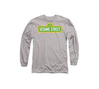 Sesame Street Logo Long Sleeve T-Shirt, Athletic Heather in Grey | Size: Small Sesame Street Grey S