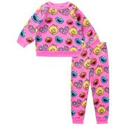 Sesame Street Long Sleeve Shirt and Jogger Pant Set for Girls, Comfy Active Wear for Kids, Size 4T Pink