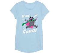 Sesame Street Make It Count T-Shirt, Girls, Baby Blue, Medium