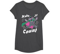 Sesame Street Make It Count T-Shirt, Girls, Dark Heather Grey, X-Small
