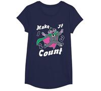 Sesame Street Make It Count T-Shirt, Girls, Navy Blue, X-Small