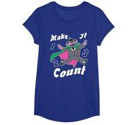 Sesame Street Make It Count T-Shirt, Girls, Royal Blue, Small