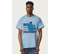 Sesame Street Men's Big Blue & Hungry Cookie Monster T-Shirt in Light Blue | Size: XL Sesame Street Light Blue XL