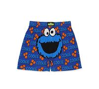 Sesame Street Men's Button Fly Boxer Lounge Shorts, Blue, X-Large