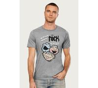Sesame Street Men's Cookie Monster Elmo Zoe Rock In Style T-Shirt in Mid Grey | Size: Medium Sesame Street Mid Grey M