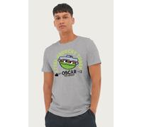 Sesame Street Men's I Feel Grouchy Today Oscar The Grouch T-Shirt in Mid Grey | Size: Small Sesame Street Mid Grey S