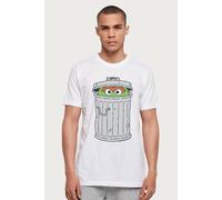 Sesame Street Men's Oscar The Grouch In Trash Can T-Shirt in White | Size: Small Sesame Street White S