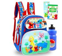 Sesame Street Mini Backpack for Kids - Bundle With 12" School Bag, Water Bottle, Coloring Book, and More | Sesame Street Travel Bag for Boys, Girls