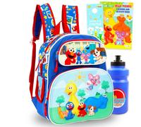 Sesame Street Mini Backpack for Kids - Bundle With 12" School Bag, Water Bottle, Coloring Book, and More | Sesame Street Travel Bag for Boys, Girls
