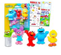 Sesame Street Mini Figures 5 Pack - Toy Bundle with 5 Cupcake Topper Figurines Including Elmo Big Bird Cookie Monster More Plus Stickers | Ses