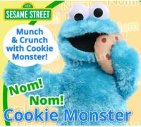 Just Play Sesame Street 13.5-inch Nom Nom Cookie Monster Plush with Sounds and Motion, Blue, Kids Toys for Ages 18 Month