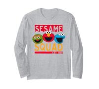 Sesame Street Oscar Elmo Cookie Monster Squad Retro Design Long Sleeve T-Shirt