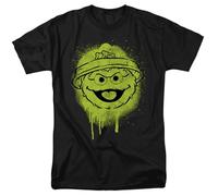 Sesame Street Oscar The Grouch Graffiti Spray Face Unisex T Shirt, Black, L