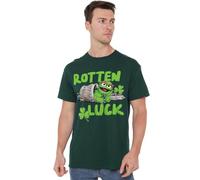 Sesame Street Oscar The Grouch Rotten Luck Unisex T Shirt, Hunter Green, Small