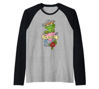 Sesame Street Oscar The Grouch Trashy Tattoo Raglan Baseball Tee