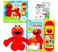 Sesame Street Plush Figure and Sound Book - Bundle with Elmo Plush Toy and Interactive Potty Time with Elmo Activity Book Plus Stickers, More for Kids