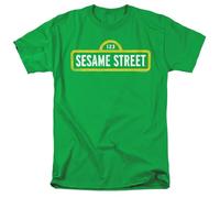 Sesame Street Rough Logo Unisex T Shirt, Kelly Green, Large