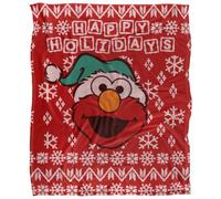 Sesame Street Silky Christmas Sweater Elmo Supersoft Blanket Red (One Size)