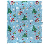 Sesame Street Silky Footprint Holiday Supersoft Blanket