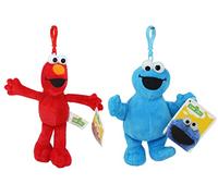 Sesame Street - Super Soft Gift Quality Plush Bag Clip/Key Clip 6619 Twin Pack - (8" 20cm Elmo & 6" 15cm Cookie Monster)