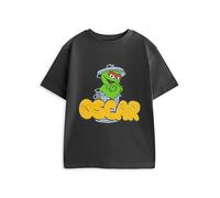Vanilla Underground Sesame Street Oscar The Grouch Dark Grey Short Sleeved Graphic Tee | Unisex Kids T-Shirt with Character Print for Casual Wear | Official Sesame Street Merch - 5-6 Years