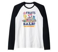 Sesame Street Vintage Fruit Elmo, Cookie Monster, Big Bird Raglan Baseball Tee