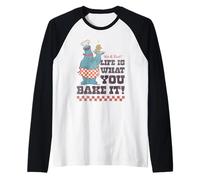 Sesame Street Vintage Heart Cookie Life is What You Bake It Raglan Baseball Tee