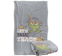 Sesame Street Vintage Heart Oscar, Let'S Talk Trash Silky Touch Super Soft Throw Blanket 91 x 147 Cm