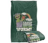 Sesame Street Vintage Oscar, Early Grouch Gets The Worm Silky Touch Super Soft Throw Blanket 91 x 147 Cm