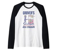 Sesame Street Vintage Sign Grover's Handmade Ice Cream Raglan Baseball Tee