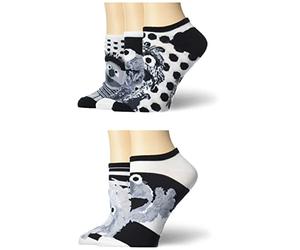 Sesame Street Women’s No-Show Socks with Elmo, Big Bird, Cookie Monster, Bert, Grover Prints (5 Pack), Size Sock Size: 9-11/Shoe Size: 4-10.5, Black and White