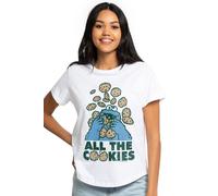 Sesame Street Women's All The Cookies Classic T-Shirt White | Size: Medium Sesame Street White M