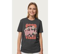 Sesame Street Women's Big Bird Cookie Monster Elmo Good Vibes Relaxed Fit T-Shirt in Charcoal | Size: Small Sesame Street Charcoal S