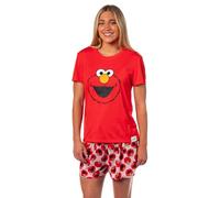 Sesame Street Women's Face Tossed Print Sleep Pajama Set Shorts, Elmo, M