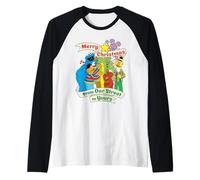 Sesame Street Xmas Tree Cookie Bert Ernie Elmo Friends Abby Raglan Baseball Tee