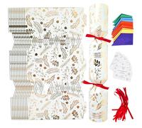 sesameless 12 Packs Christmas Crackers, Make Your Own Christmas Crackers, DIY Christmas Cracker Kit with Hats and Riddle Cards, No Snap (Style 1)