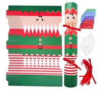 Sesameless 12 Packs DIY Christmas Cracker Kit with Hats and Riddle Cards, No Snap