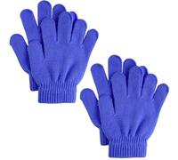 sesameless 2 Pairs Kids Winter Magic Gloves,Warm Stretchy Knit Gloves for Boys Girls 3-10 Years (Blue)