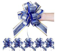 sesameless 6 Pcs Large Pull Bows for Gift Wrapping 6 Inch Christmas Wedding Baby Shower Baskets Car Decorations Valentine's Day Birthdays Party Presents (Blue)