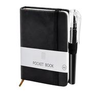 sesameless Pocket Notebook, A6 PU Leather Cover Small Pocket Notebook with Pen Holder and Elastic Band for Writing Note Taking Plans Memos (A6 Black)